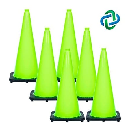 Gec Traffic Cone, PVC, 28 in Height, 7 lb, Safety Green 97514-6